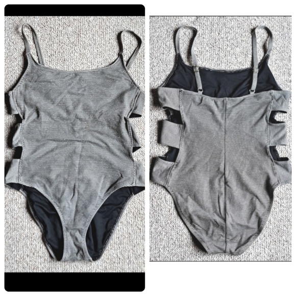 Shade & Shore metallic stripe side cutout one piece - Picture 2 of 11